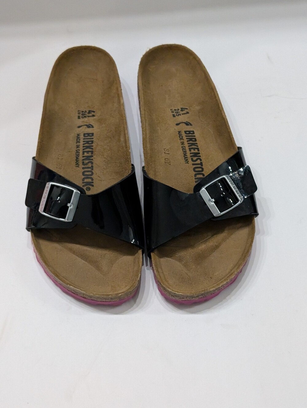 NWOT Birkenstock Women's 41/10 Madrid Black Patent Leather Sandals Shoes